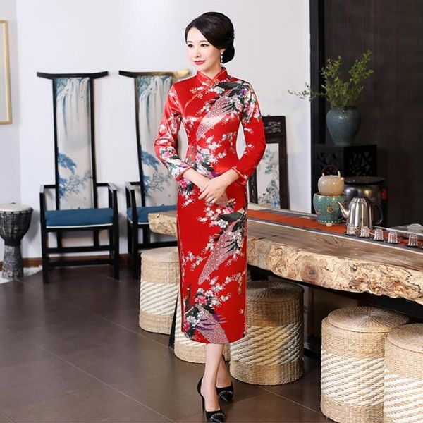 ethnic clothing floral dress 2021 women chinese 3/4 sleeve peacock long split cheongsam stage show midi slim, Red
ethnic clothing floral dress 2021 women chinese 3/4 sleeve peacock long split cheongsam stage show midi slim, Red