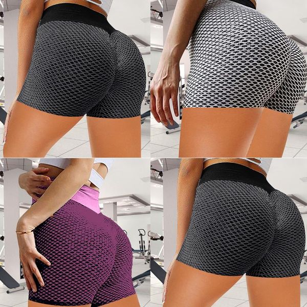 five-point pants peach hip shorts fitness yoga high waist jacquard honeycomb bubble leggings outfit
