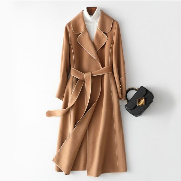 women's wool & blends coat temperament casual double faced suit versatile fashion, Black
women's wool & blends coat temperament casual double faced suit versatile fashion, Black