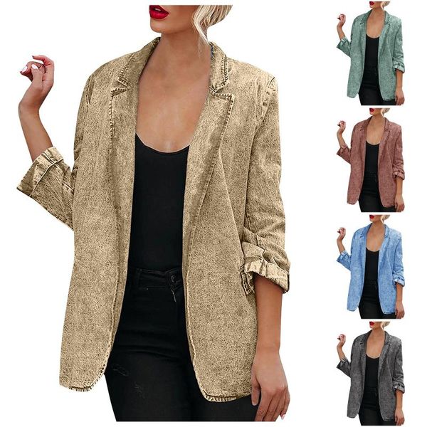 women's suits & blazers style denim suit fashion temperament loose casual solid color cardigan ladies stitching jackets, White;black
women's suits & blazers style denim suit fashion temperament loose casual solid color cardigan ladies stitching jackets, White;black