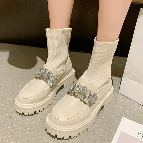 boots rimocy luxury crystal knitted stretch sock women patchwork pu leather square heel ankle woman slip on platform botas, Black
boots rimocy luxury crystal knitted stretch sock women patchwork pu leather square heel ankle woman slip on platform botas, Black