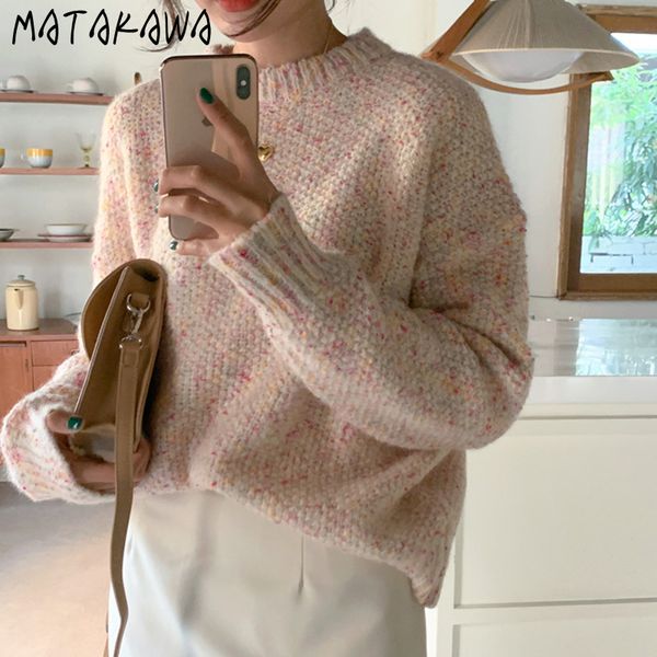 matakawa loose warm long-sleeved pullover women o-neck pull femme hiver korea chic autumn sweet mixed color woman sweaters 210513, White;black
matakawa loose warm long-sleeved pullover women o-neck pull femme hiver korea chic autumn sweet mixed color woman sweaters 210513, White;black