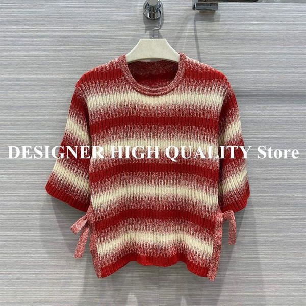 women's sweaters gradient stripes summer half sleeve sweater t-shirt pullover side lace-up bow buttons casual knitted jumper, White;black
women's sweaters gradient stripes summer half sleeve sweater t-shirt pullover side lace-up bow buttons casual knitted jumper, White;black