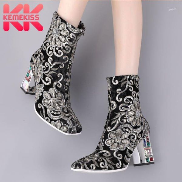 boots kemekiss fashion ankle square toe floral embroidery thick crystal high heel shoes footwear size 35-4311, Black
boots kemekiss fashion ankle square toe floral embroidery thick crystal high heel shoes footwear size 35-4311, Black