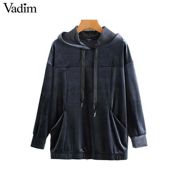 women's hoodies & sweatshirts vadim women chic velvet hooded long sleeve drawsting tie loose pullovers female retro outwear casual ha5, Black
women's hoodies & sweatshirts vadim women chic velvet hooded long sleeve drawsting tie loose pullovers female retro outwear casual ha5, Black