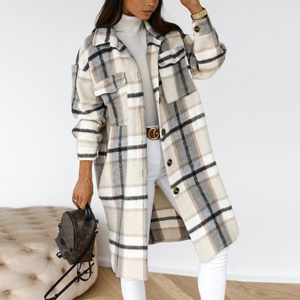 women's wool & blends arrivals winter checked women jacket down overcoat warm plaid long coat oversize woolen female streetwear, Black
women's wool & blends arrivals winter checked women jacket down overcoat warm plaid long coat oversize woolen female streetwear, Black