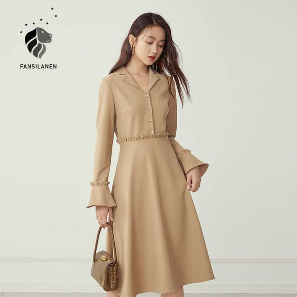 fansilanen flare sleeve elegant office shirt dress women slim ruffle long black spring autumn v neck vitnage 210607, Black;gray
fansilanen flare sleeve elegant office shirt dress women slim ruffle long black spring autumn v neck vitnage 210607, Black;gray