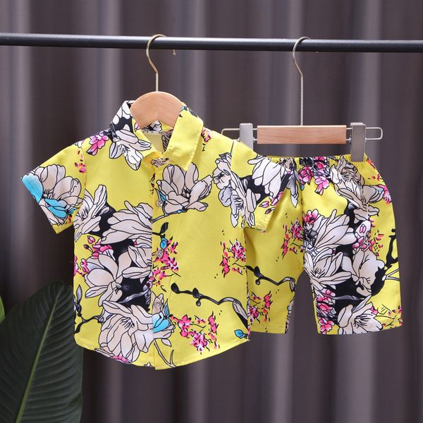 children's clothing sets short sleeve beach suit for children in summer, White