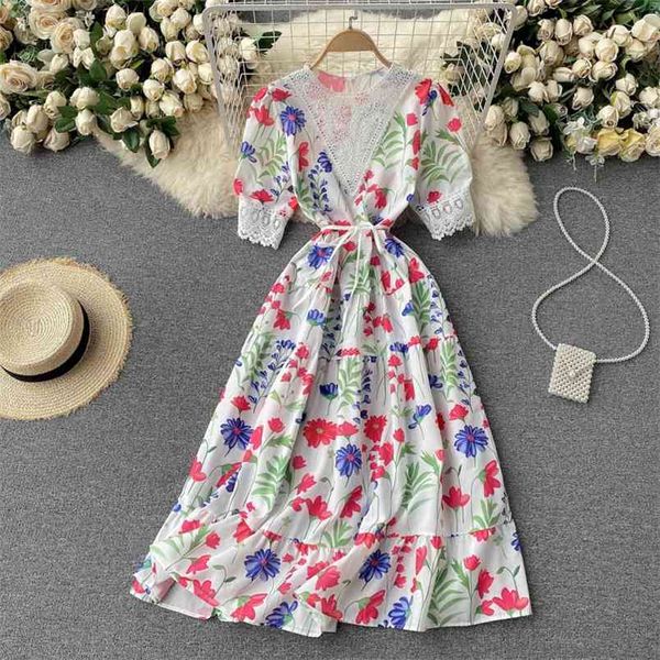 summer style vestidos female round neck sweet print reduced age and thin puff sleeve french midi dress gk637 210506, Black;gray
summer style vestidos female round neck sweet print reduced age and thin puff sleeve french midi dress gk637 210506, Black;gray