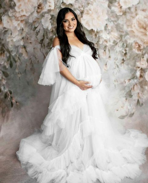 bridal fluffy tulle maternity sleepwear gowns p shoot custom made women long dresses beach birthday party bathrobe, White
bridal fluffy tulle maternity sleepwear gowns p shoot custom made women long dresses beach birthday party bathrobe, White