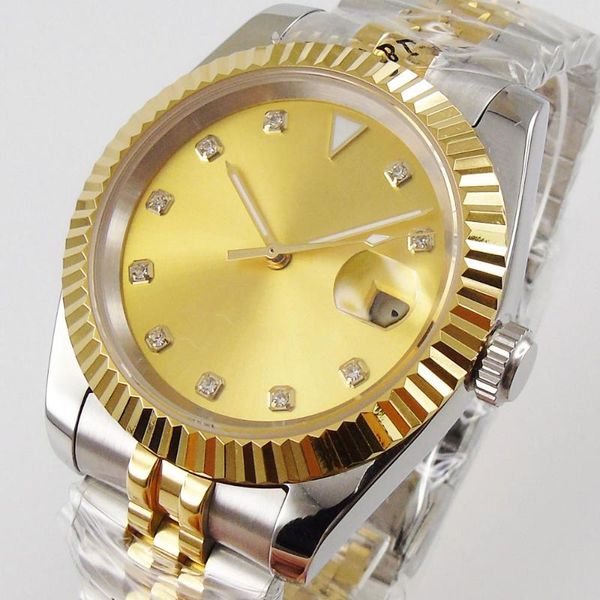 wristwatches gold plated dial mechanical men watch sapphire crystal 21 jewels miyota 8215 jubilee strap screw crown, Slivery;brown
wristwatches gold plated dial mechanical men watch sapphire crystal 21 jewels miyota 8215 jubilee strap screw crown, Slivery;brown