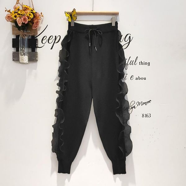 high waist slim casual capri harem pants women's 2021 spring wooden ear knitting fashion & capris, Black;white
high waist slim casual capri harem pants women's 2021 spring wooden ear knitting fashion & capris, Black;white