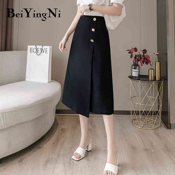 womans skirt solid color midi a line irregular vintage casual slim women black fashion buttons chic jupes 210427
womans skirt solid color midi a line irregular vintage casual slim women black fashion buttons chic jupes 210427