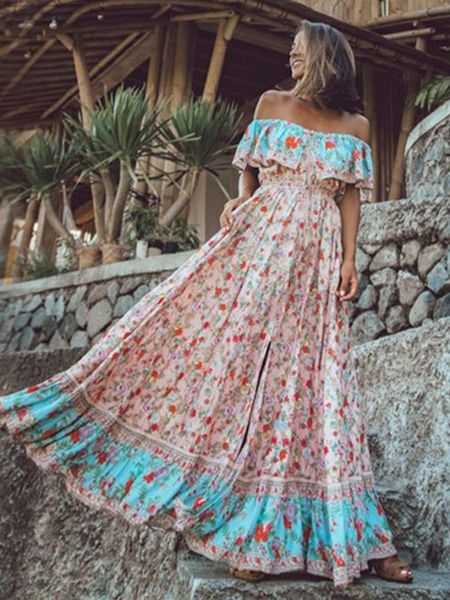 maternity dresses fashion women casual long dress one side open robe baby shower mother beach print maxi vestidos, White 
maternity dresses fashion women casual long dress one side open robe baby shower mother beach print maxi vestidos, White