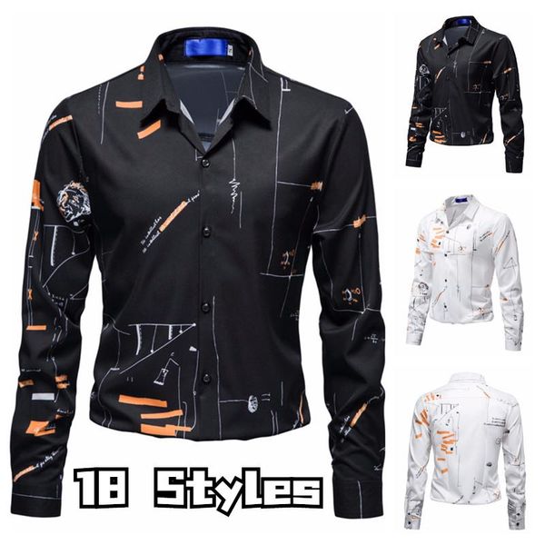 men's casual shirts 2022 spring and autumn fashion striped printing long-sleeved shirt business office party, White;black
men's casual shirts 2022 spring and autumn fashion striped printing long-sleeved shirt business office party, White;black