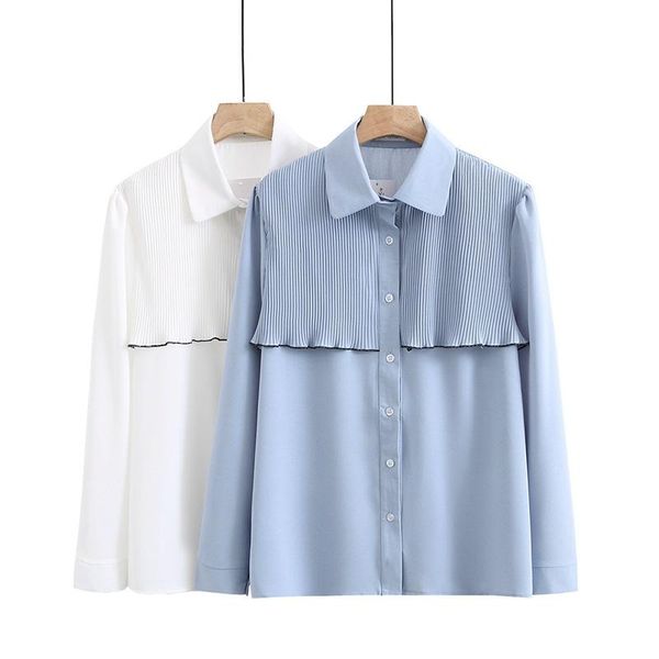 plus size t-shirt women's clothing blouses&shirts spring/autumn 2021 fashion casual long sleeve loose front fold chiffon, Black 
plus size t-shirt women's clothing blouses&shirts spring/autumn 2021 fashion casual long sleeve loose front fold chiffon, Black