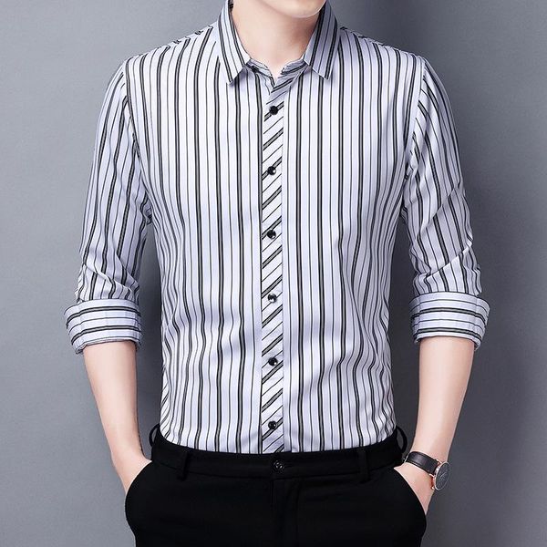 men's casual shirts shirt 2021 spring and autumn fashion striped plus size non-iron camisas para hombre, White;black
men's casual shirts shirt 2021 spring and autumn fashion striped plus size non-iron camisas para hombre, White;black