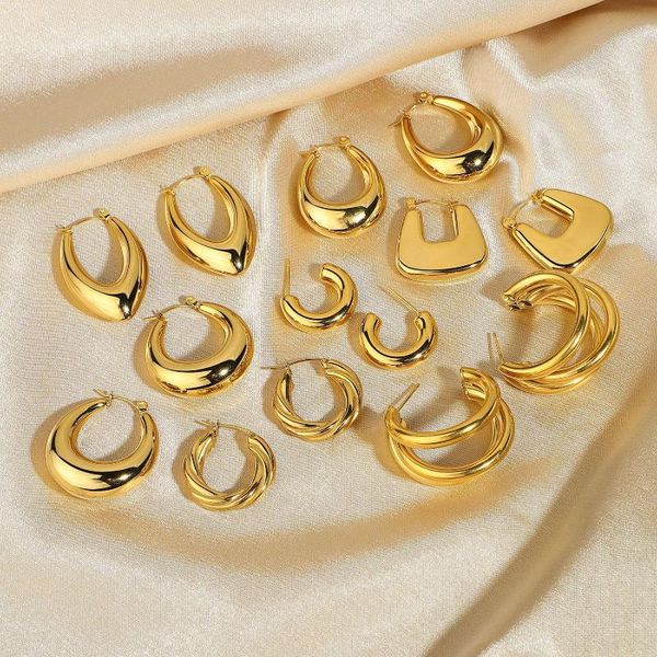 hoop & huggie croissants statement stainless steel earrings for women high polished golden sea thread circle jewelry gifts, Golden;silver
hoop & huggie croissants statement stainless steel earrings for women high polished golden sea thread circle jewelry gifts, Golden;silver