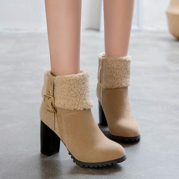 dress shoes winter thick heel round head short plush warm tube women's fashion boots-t3-5, Black
dress shoes winter thick heel round head short plush warm tube women's fashion boots-t3-5, Black