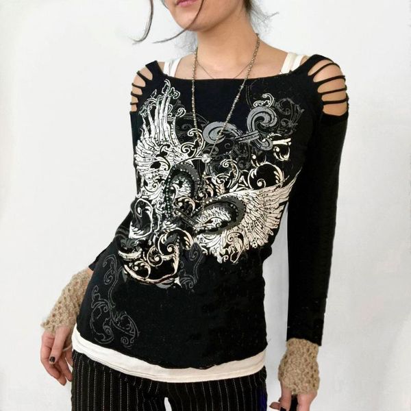 women's t-shirt women y2k streetwear casual long sleeve fashion wing heart print round neck hollow slim fit pullover, White
women's t-shirt women y2k streetwear casual long sleeve fashion wing heart print round neck hollow slim fit pullover, White