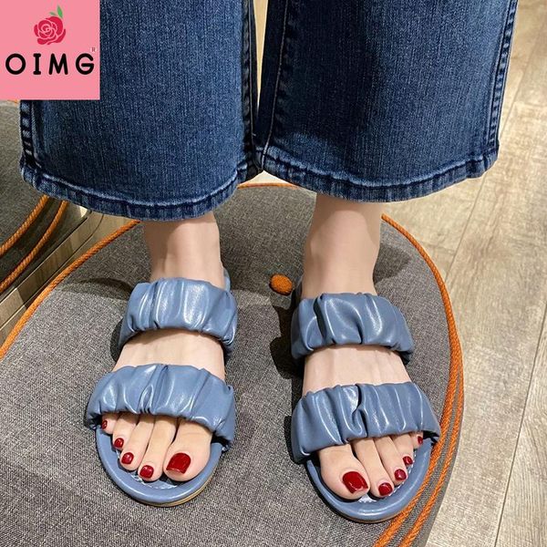 solid color leather women pleated slippers summer fashion strap low heel sandals woman lightweight soft sole beach slides, Black
solid color leather women pleated slippers summer fashion strap low heel sandals woman lightweight soft sole beach slides, Black