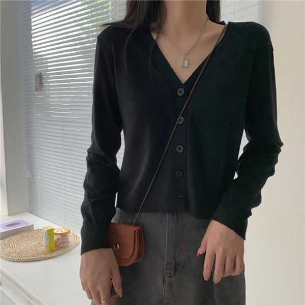 women knitted cardigan cropped sweater autumn korean long sleeve knit slim short jacket woman, White;black
women knitted cardigan cropped sweater autumn korean long sleeve knit slim short jacket woman, White;black