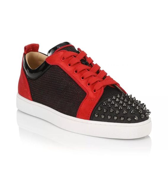 italian low-mesh leather youth rivet red sole sneakers women's men's casual shoes walking party wedding party dress shoes, Black
italian low-mesh leather youth rivet red sole sneakers women's men's casual shoes walking party wedding party dress shoes, Black