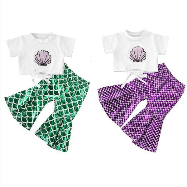 summer 2 6years kid girls fashion printed lace up cute mermaid fish bell bottomed pants two piece set, White
summer 2 6years kid girls fashion printed lace up cute mermaid fish bell bottomed pants two piece set, White