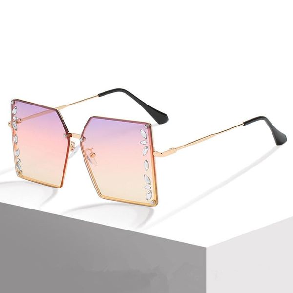sunglasses 2021 diamond rimmed large square glasses women fashion sunshade frameless travel street po, White;black
sunglasses 2021 diamond rimmed large square glasses women fashion sunshade frameless travel street po, White;black