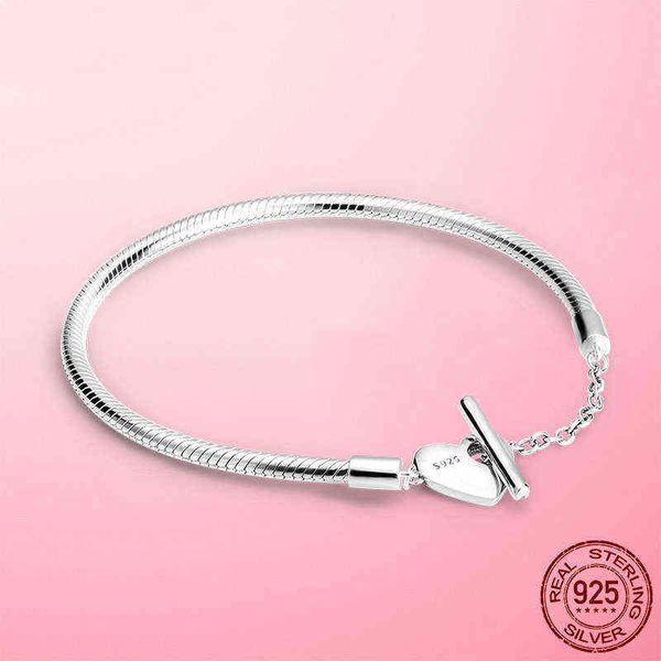 femme bracelet 925 sterling silver moments heart t-bar snake chain bangle for women fine jewelry gift pulseira, Black
femme bracelet 925 sterling silver moments heart t-bar snake chain bangle for women fine jewelry gift pulseira, Black