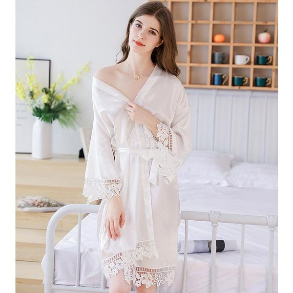 women's sleepwear silk lace wide-sleeved cardigan nightgown pajamas spring and summer dressing gown bridal bathrobe, Black;red
women's sleepwear silk lace wide-sleeved cardigan nightgown pajamas spring and summer dressing gown bridal bathrobe, Black;red