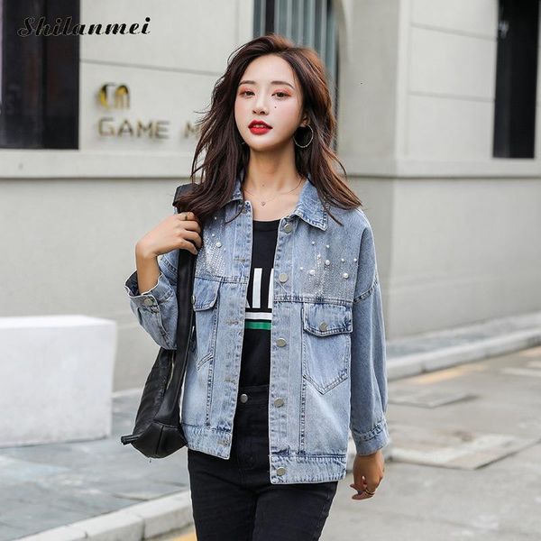 women's jackets women fashion denim jacket plus size casual basic korean jean pearl design ripped coat chaquet 5h3h, Black;brown
women's jackets women fashion denim jacket plus size casual basic korean jean pearl design ripped coat chaquet 5h3h, Black;brown