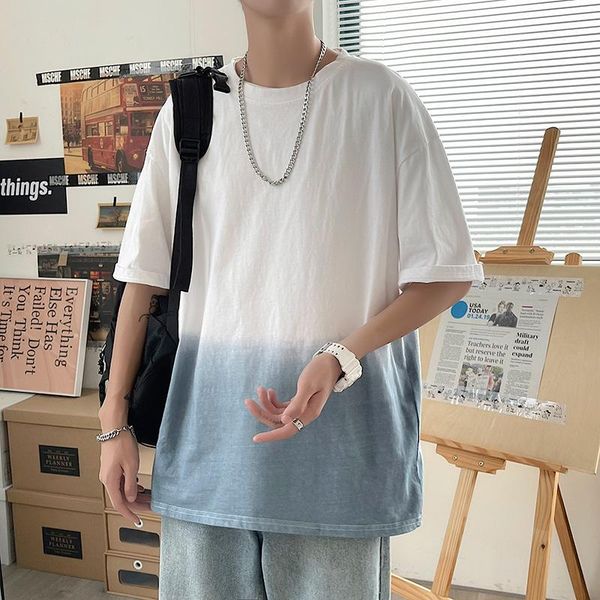 men's t-shirts gradient color short sleeve round neck t-shirt summer loose casual handsome half-sleeved blue gray ma090, White;black
men's t-shirts gradient color short sleeve round neck t-shirt summer loose casual handsome half-sleeved blue gray ma090, White;black