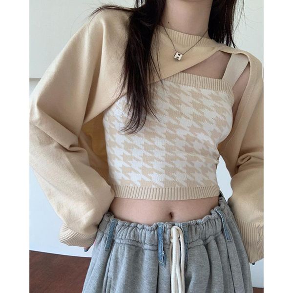 women's sweaters houndstooth soft warm pullover women all-match long sleeve bolero knitted loose-fitting design shawl mujer chic, White;black
women's sweaters houndstooth soft warm pullover women all-match long sleeve bolero knitted loose-fitting design shawl mujer chic, White;black