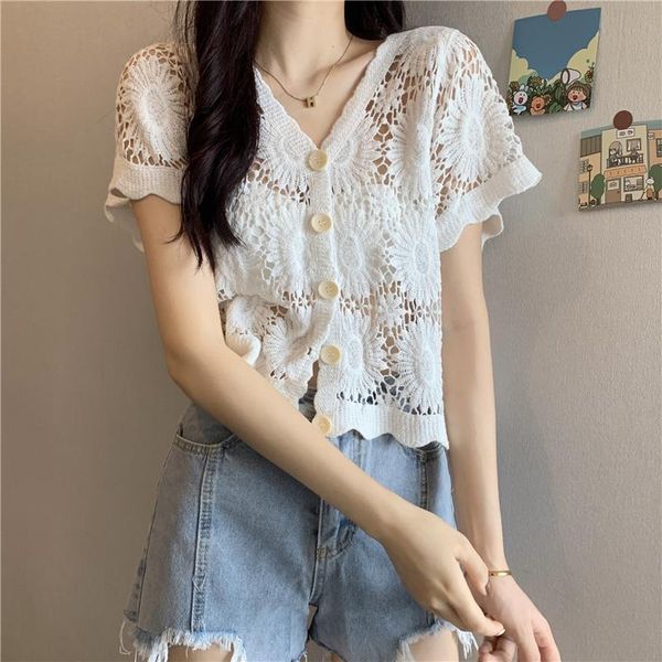women's knits & tees chiffon short-sleeved v-neck 2021 temperament casual ladies summer thin style outer cardigan, western top, White
women's knits & tees chiffon short-sleeved v-neck 2021 temperament casual ladies summer thin style outer cardigan, western top, White