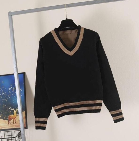 autumn winter knitted women's sweaters fashion designer pullover jacquard letter v-neck long sleeve spring women fall clothes sweater, White;black
autumn winter knitted women's sweaters fashion designer pullover jacquard letter v-neck long sleeve spring women fall clothes sweater, White;black