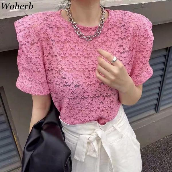 women's blouses & shirts woherb summer shirt women solid lace hollow out elegant korean blusas mujer 2021 fashion blouse short sleeve, White
women's blouses & shirts woherb summer shirt women solid lace hollow out elegant korean blusas mujer 2021 fashion blouse short sleeve, White