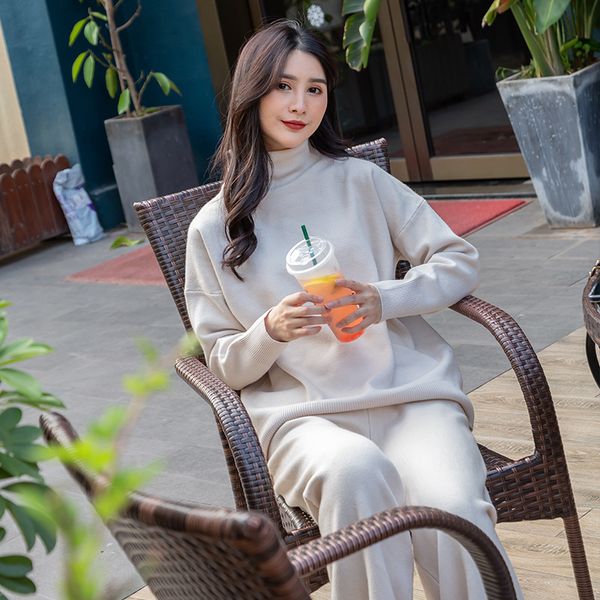 women's sweaters high waist knitted tights long leg and upper female sleeve suit 2 piece winter 2021 korean outwear, White;black
women's sweaters high waist knitted tights long leg and upper female sleeve suit 2 piece winter 2021 korean outwear, White;black