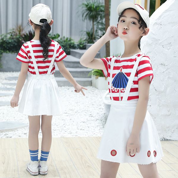 Summer Skirt Sets For Girl Short Sleeves Clothes Suit Striped T-shirt + Skirt Set 4-13 Years Kids Child Clothing Outfit, Red
Summer Skirt Sets For Girl Short Sleeves Clothes Suit Striped T-shirt + Skirt Set 4-13 Years Kids Child Clothing Outfit, Red