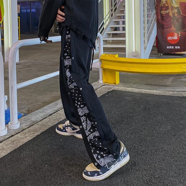 men's pants printed breasted spring and autumn 2021 hip hop cashew flower splicing straight tube loose wide leg casual floor, Black
men's pants printed breasted spring and autumn 2021 hip hop cashew flower splicing straight tube loose wide leg casual floor, Black