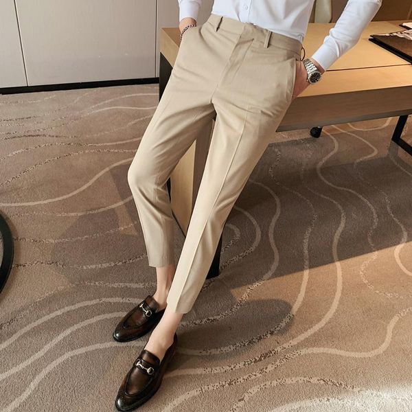men's suits & blazers summer ankle length business dress pants men office social streetwear casual solid color slim fit trousers pantal, White;black
men's suits & blazers summer ankle length business dress pants men office social streetwear casual solid color slim fit trousers pantal, White;black