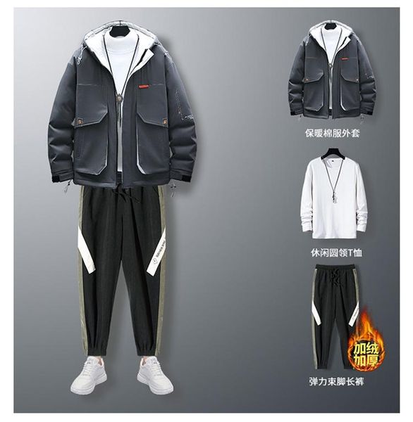 men's tracksuits autumn and winter plus size warm casual suit 4xl hoodie cotton padded jacket, Gray
men's tracksuits autumn and winter plus size warm casual suit 4xl hoodie cotton padded jacket, Gray
