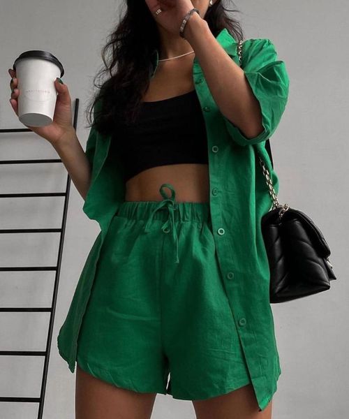 women's tracksuits casual lounge wear summer green tracksuit women shorts set short sleeve shirt and loose mini two piece se clothest, Gray
women's tracksuits casual lounge wear summer green tracksuit women shorts set short sleeve shirt and loose mini two piece se clothest, Gray