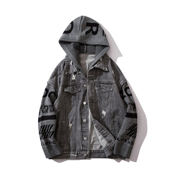 Professional design of men's denim jacket + slim cotton single breasted jackets+ street motorcycle torn Men S Clothing, Gray
Professional design of men's denim jacket + slim cotton single breasted jackets+ street motorcycle torn Men S Clothing, Gray