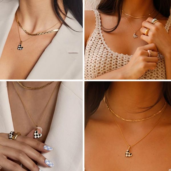 chains love heart pendant necklace checkerboard black and white short chain simple ins style fashion necklaces female choker, Silver
chains love heart pendant necklace checkerboard black and white short chain simple ins style fashion necklaces female choker, Silver