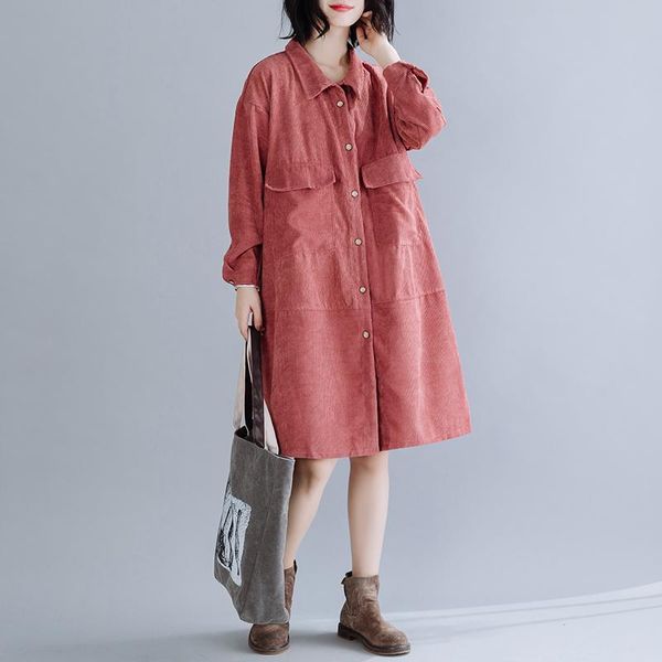 vintage corduroy women blouse turn-down collar pockets loose long pocket long-sleeved lady cardigan outwear women's blouses & shirts, White
vintage corduroy women blouse turn-down collar pockets loose long pocket long-sleeved lady cardigan outwear women's blouses & shirts, White