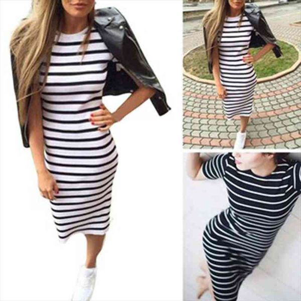fashion casual short sleeve black women dress and white stripe long midi evening party beach dresses, Black;gray
fashion casual short sleeve black women dress and white stripe long midi evening party beach dresses, Black;gray