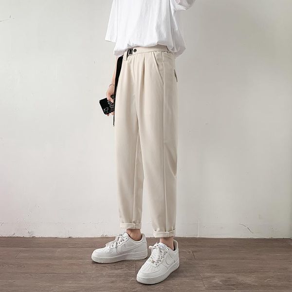 men's pants summer belt casual fashion solid color thin straight men korean loose straight-leg suit mens dress, Black
men's pants summer belt casual fashion solid color thin straight men korean loose straight-leg suit mens dress, Black