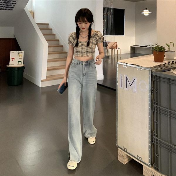women's jeans cmaz 2021 woman high waist wide leg loose female denim streetwear vintage fashion straight pants, Blue
women's jeans cmaz 2021 woman high waist wide leg loose female denim streetwear vintage fashion straight pants, Blue