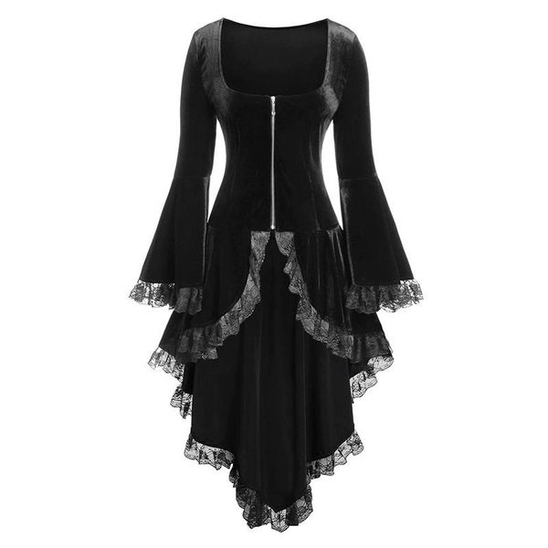 casual dresses gothic steampunk lace dress swallow tail long sleeves women ruffle frill patchwork zip high low hem halloween plus size, Black;gray
casual dresses gothic steampunk lace dress swallow tail long sleeves women ruffle frill patchwork zip high low hem halloween plus size, Black;gray